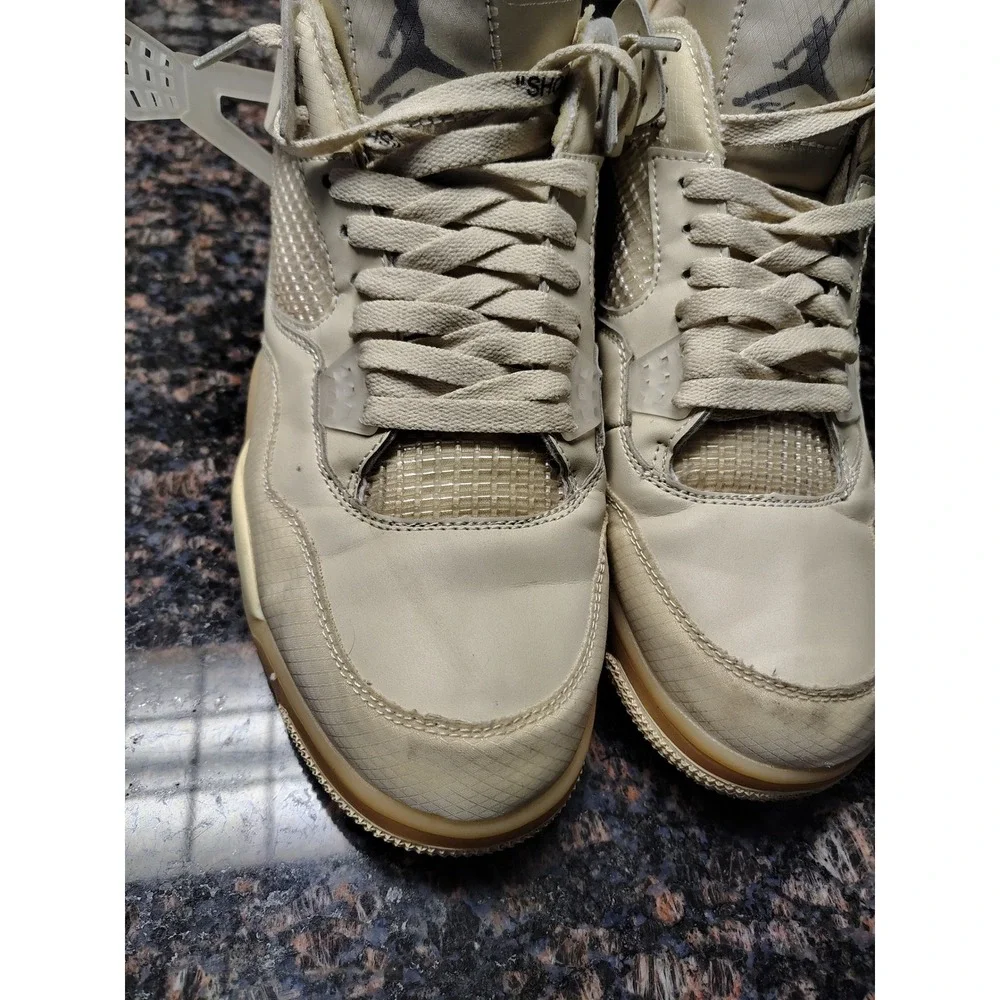 Jordan 4 Retro Off-White Sail Mens CV9388-100 Tan Cream Sneakers